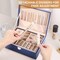 Jewelry Organizer Box PU Leather Jewelry Box for Girls Womens Earring Organizer Boxes 2 Layer Large Jewelry Storage Case Removable Tray for Necklace Earring Ring with Polishing Cloth and Jewelry Bags